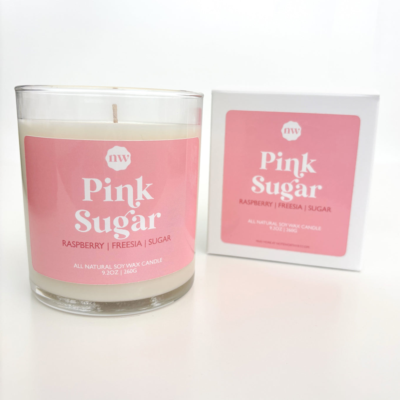 Pink Sugar candle with packaging