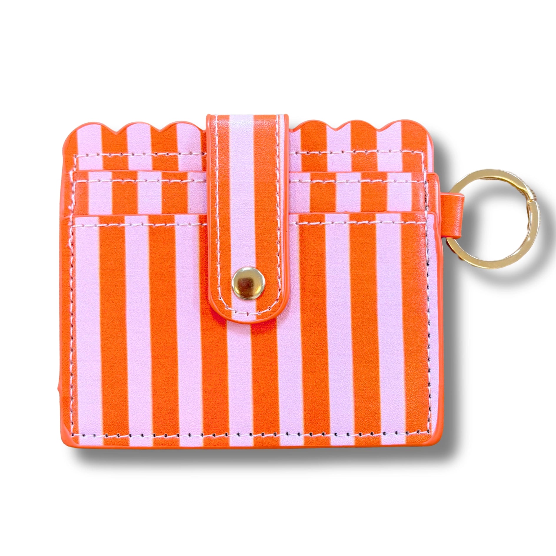 Keychain Wallet | Orange + Pink Stripes