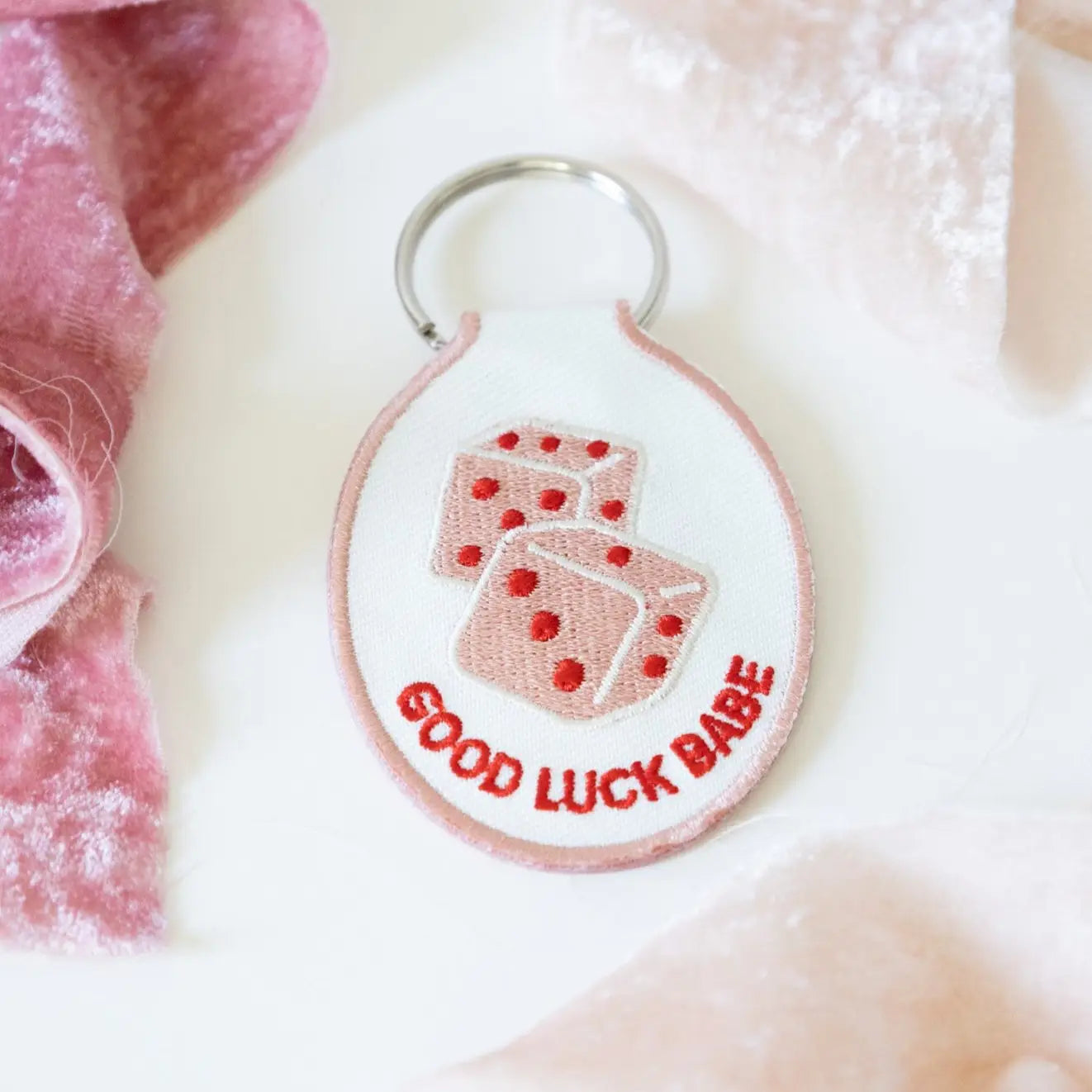 Embroidered Keychain | Dice (Good Luck Babe)