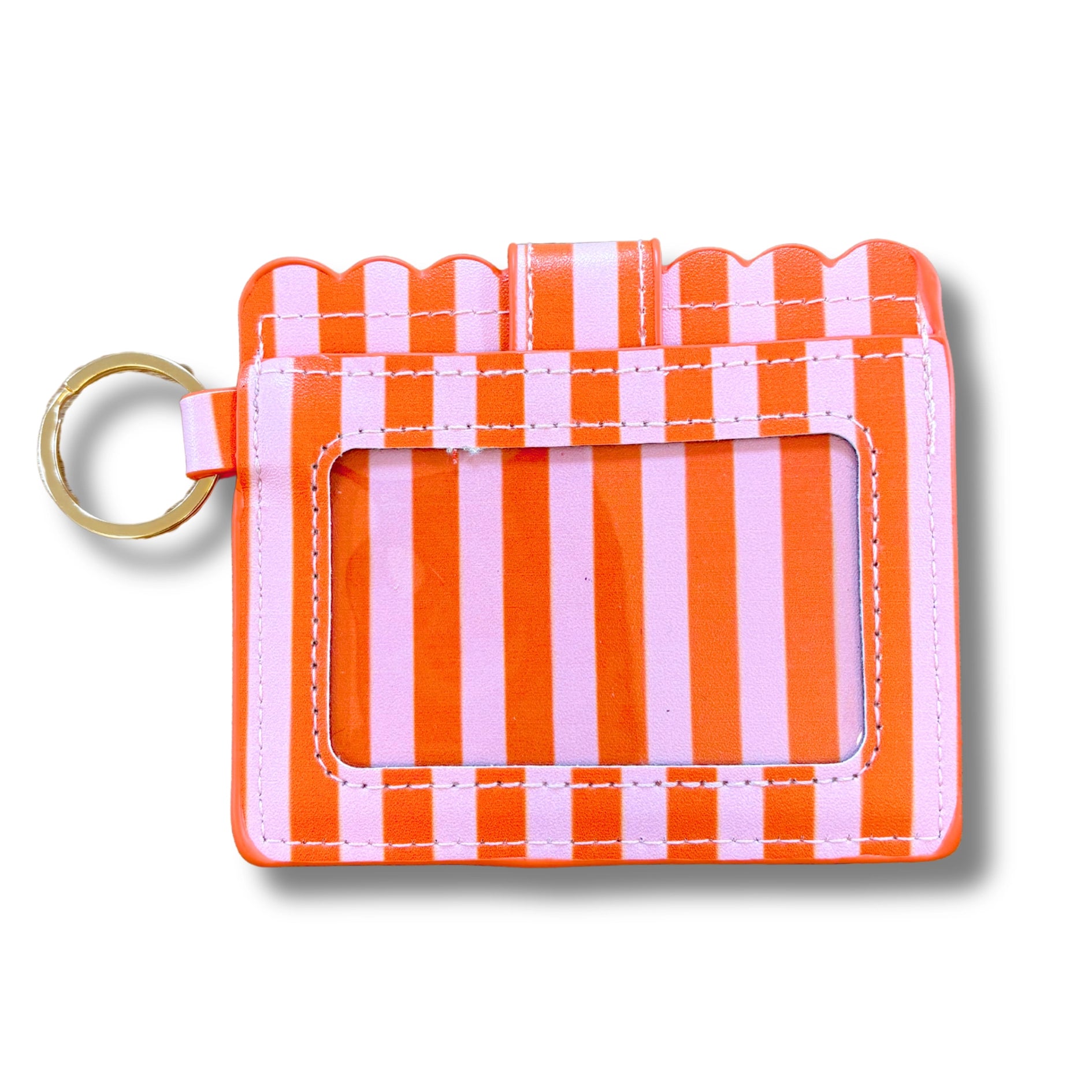 Keychain Wallet | Orange + Pink Stripes