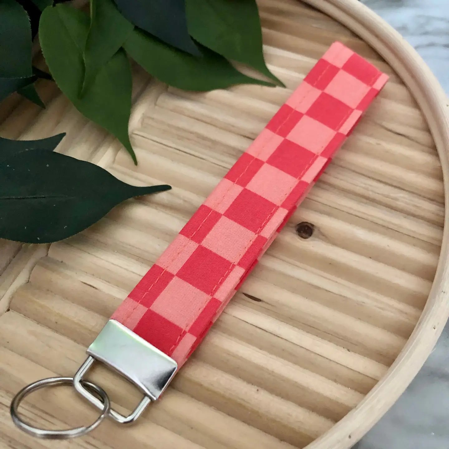 Wristlet Keychain | Pink Checkered