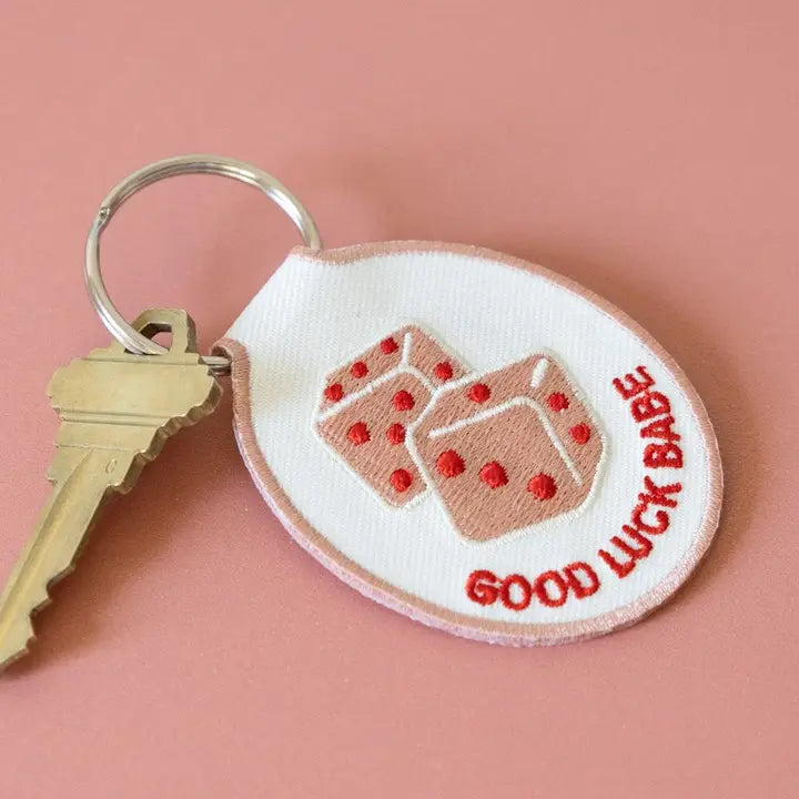 Embroidered Keychain | Dice (Good Luck Babe)