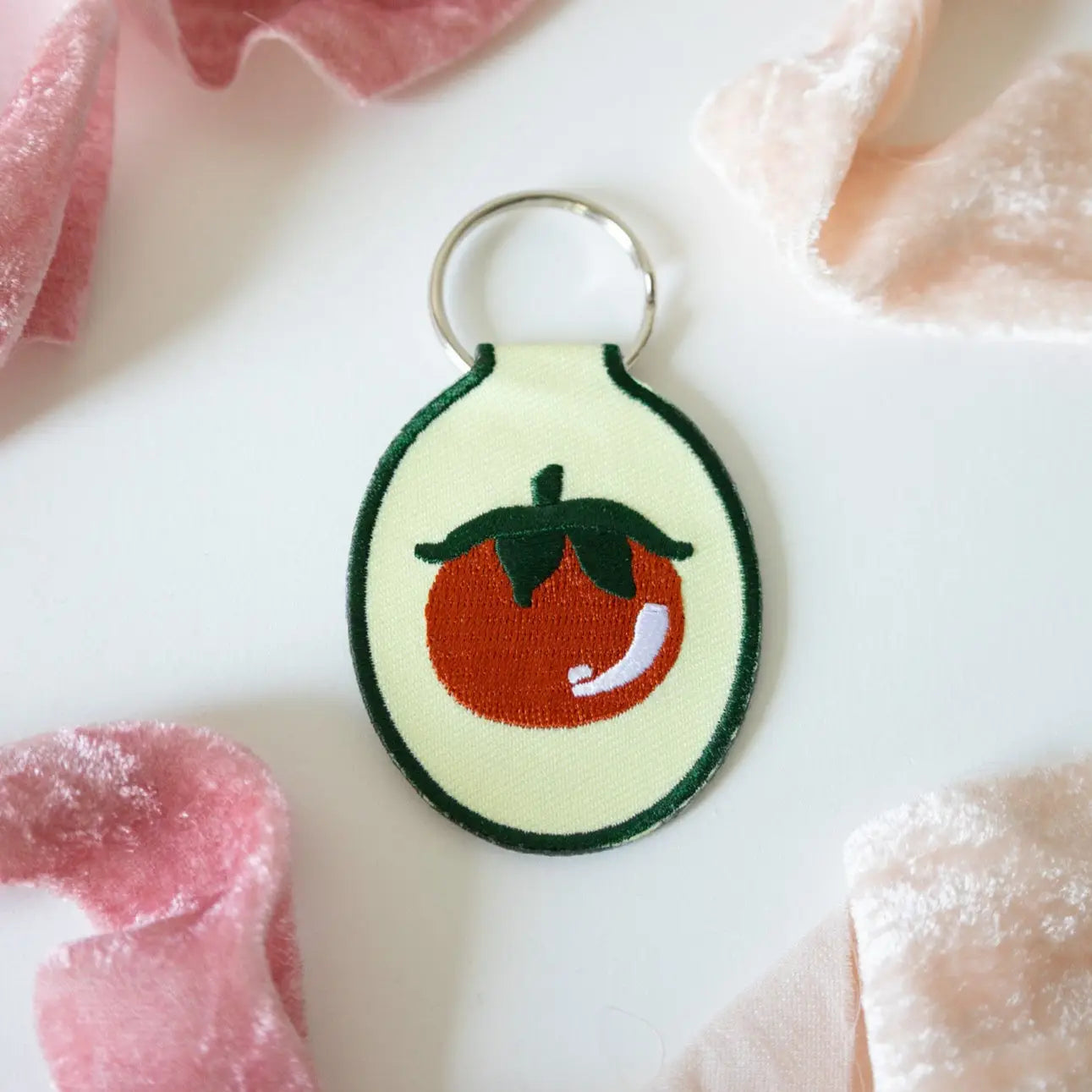 Embroidered Keychain | Tomato