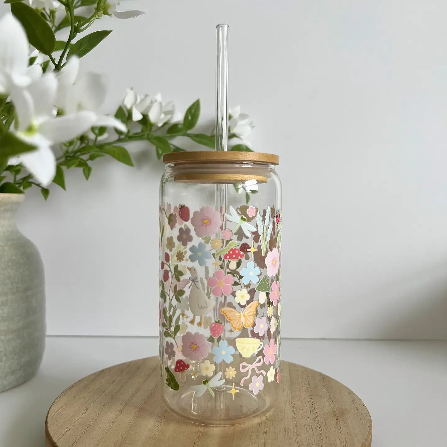 Glass Cup | Cottage Core Garden