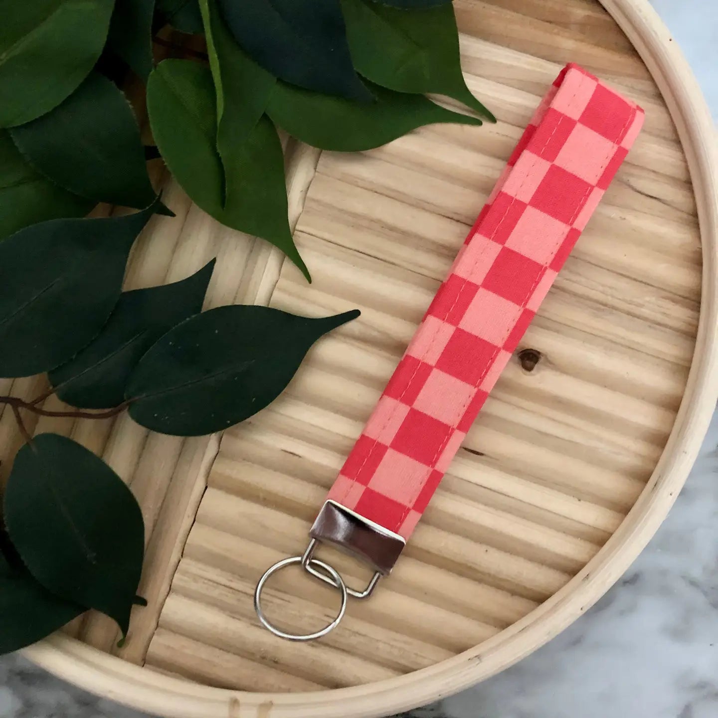 Wristlet Keychain | Pink Checkered