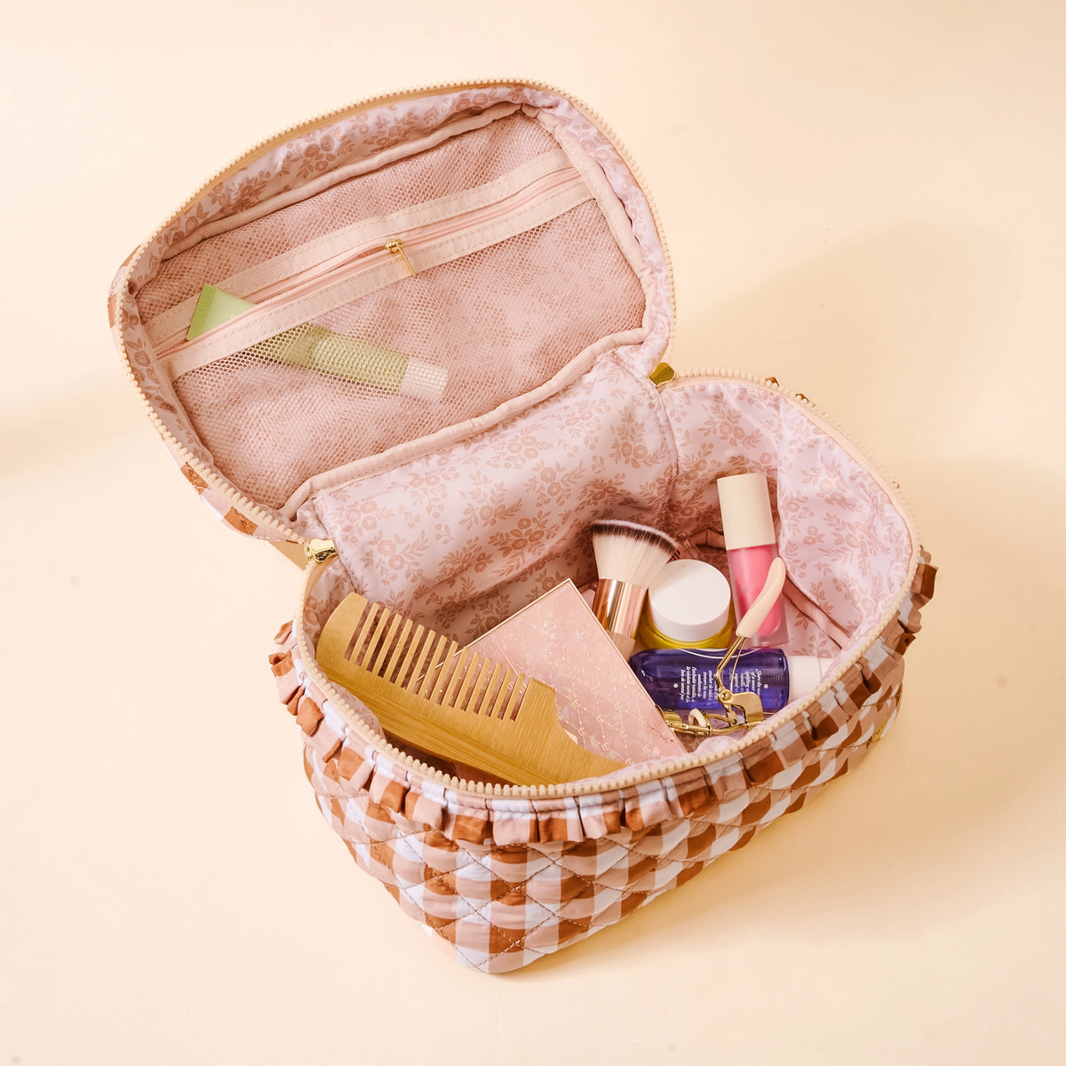 Cosmetic Bag | Quilted Maple Gingham