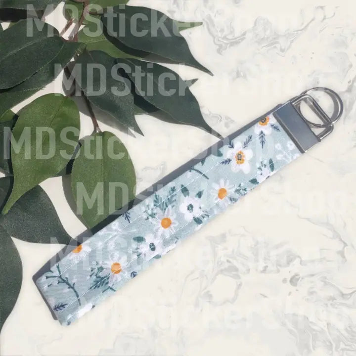 Wristlet Keychain | Blue Florals