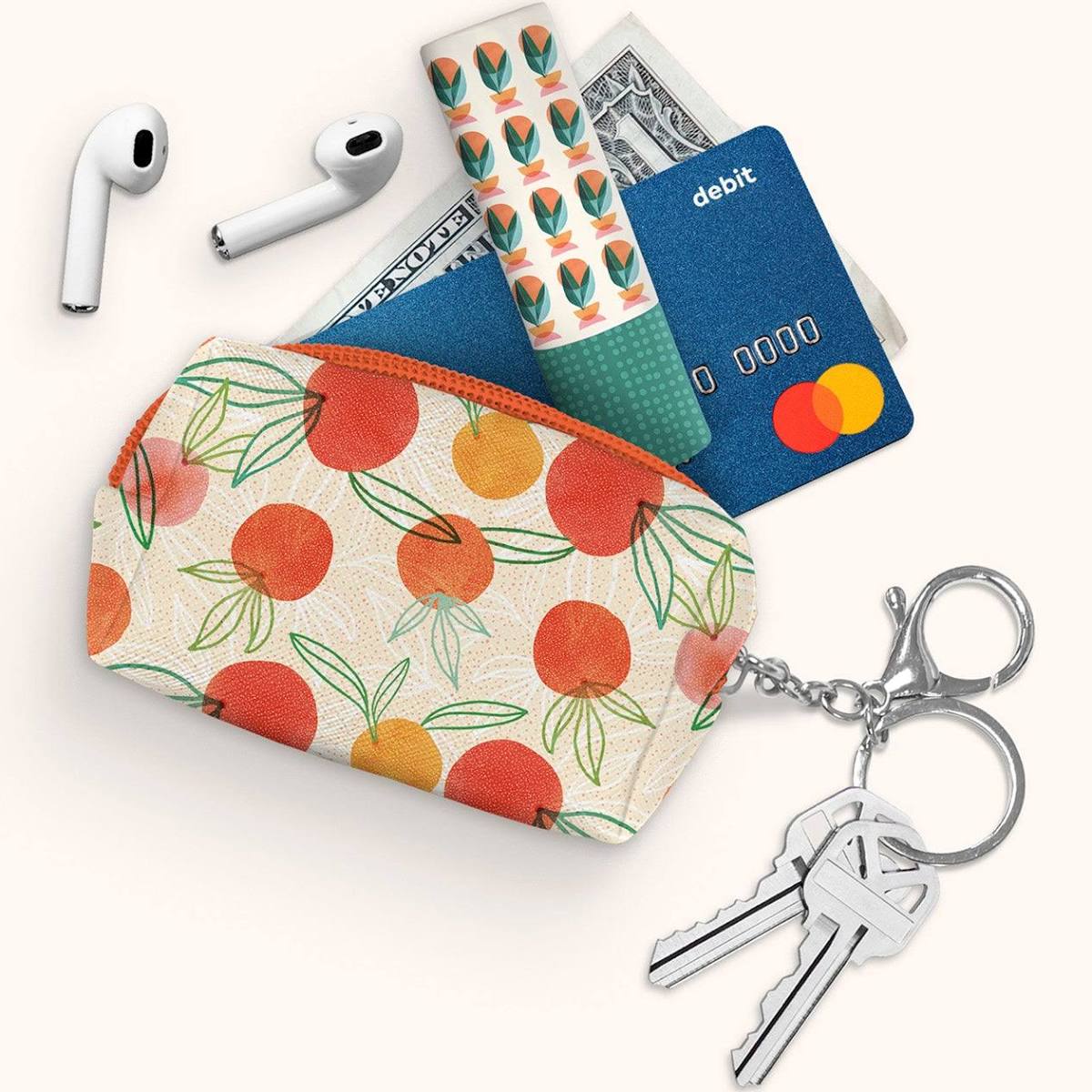 Keychain Pouch - Orange Whimsy